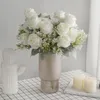 Fleurs décoratives Simulation Roses Bouquet Soie Faux Fleur Centre Commercial Décor Saint Valentin Cadeau Artificielle Rouge Blanc Rose De Mariage