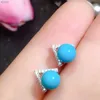 Серьги -грибы Blue Turquoise Gemstone Женщины серебряные ювелирные украшения круглый натуральный драгоценный камень 925 стерлинговый цвето