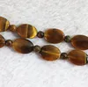 Chains Jewelry Natural 13x18mm Oval Tiger Eye Gems Stone 25mm Heart Pendant Necklace 18''