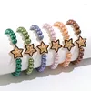 Strand Komi handgjorda armband elastiska repglaspärlor imitation pärla geometrisk fem spetsig stjärna ihåliga blommhänge damer smycken smycken