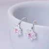 Ryggar örhängen s925 sterling silver söt rosa lila körsbärsmycken cz sten icke genomborrad öron manschett för flickor brincos