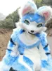 Long Fur Husky Dog Fox Mascot Costume Leather Jacket Halloween Suit Role Play Xmas Easter Adults Parade