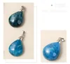 Nature apatite water droplet shaped healing crystal art pendant Raw ore grinding diy necklace Reiki jewelry accessories pendants