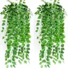 Fleurs décoratives 48 pcs Accueil Décoration Murale Soie Artificielle En Plastique Ivy Vigne Suspendus Guirlandes De Plantes Fournitures D'artisanat Pour Le Festival De Mariage De Noël