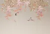 Fonds d'écran CJSIR personnalisé Po Mural pour salon TV fond glycine fleurs oiseaux papiers peints décor à la maison 3D autocollants