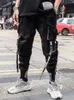 Pantalons pour hommes PFNW Streetwear Hip Hop Casual Salopette Solide Noir Homme Pantalon Cool Safari Style Joggers Rubans Cargo 12X13 230320