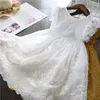 Robes de fille fleur blanche dentelle princesse robe d'été pour filles enfants fronde robes décontractées 3 6 8 ans enfants vêtements petites filles robes infantile 230320