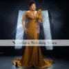 Aso Ebi Prom Dress Mermaid Sheer Sleeves Satin Yousef Aljasmi Arabic African Prom Gowns Formal Occasion Wear