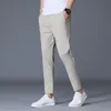 Męskie spodnie kostki Lodowe jedwabne spodnie Czarne khaki Korea cienkie letnie suwaki Casual Pants Chandals Man Formal Ubrania 230320