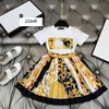 Completi di abbigliamento Set di vestiti estivi per ragazze in tessuto di cotone stampato oro 230317