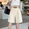 Camisetas de mujeres al estilo coreano de mujeres pantalones de cinco puntos de cinco puntos Shorts sueltos con cintura alta