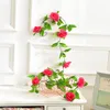 Couronnes De Fleurs Décoratives 240cm Roses En Soie Lierre Vigne Avec Des Feuilles Vertes Pour La Décoration De Mariage À La Maison Faux Feuille DIY Guirlande Suspendue Artificia