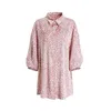 Mulheres sleepwear blusa de cetim para mulheres doce leopardo pijama mulher elegante manga longa homewear senhoras camisas sexy