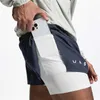 Mäns shorts Hög delad foder Kort träning Övning JOGGING Gym Utomhus Sport 2022 Men Fitness 2 i 1 Shorts snabba torra botten W0320