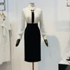 Two Piece Dress Fashion Korean Style Outfits Slim Fit Blazer Top Long Sleeve Spring Autumn High Waist Pencil Skirt Two Piece Office Lady Clothes 230320