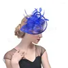 Headpieces Navy Blue Black Birdcage Net Wedding Hats Bridal Fascinator Hair Decoration Banquet Personal Portrait Feather Headdress