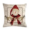 Almohada sombrero de dibujos animados bufanda muñeco de nieve tema estampado cubierta de lino coche decoración del hogar funda de almohada decorativa T390