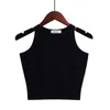 Débardeurs Femme Été Sexy Sans Manches Crop Top T-shirt Femme Taille Haute Halter Sans Bretelles Court Serré Basic Fit Tank Tees Camis