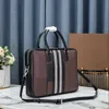 Men Shoulder Bags 7A aktetas originele gestreepte rooster lederen messenger bags ontwerper handtas zakelijke laptop tas bakken heren bagage computer handtassen 38 cm