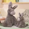 Jouets mignons en peluche d'âne gris 23/40/60CM, poupées en peluche, Animal doux pour bébé, cadeaux de décoration de chambre d'anniversaire pour bébé