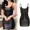 Vestidos casuales Mujeres Faux Leather Dress Sexy Backless Latex Black Porno Bodycon Clubwear Push Up Bra Lencería Mini Plus Size 6Xl