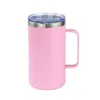 24oz kaffemugg med handtag rostfritt stål pulverbelagd reseumbler kopp vakuumisolerad campingmugg med lock 12 färger