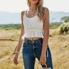 Women's Tanks Women Fashion Casual Round Neck Sling Lace Up Ruffles Hem Sleeveless Tops Spring Summer Pullover Vest Dating White Tunic Camis