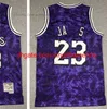 Maglie da basket # 13 cucite Retro # 23 e # 32 1971-72 1991-92 Maglia da città nera gialla viola bianca