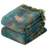 Cobertores gaze de algodão arremesso cobertor Sofá de pássaro vintage Towel Summer Air Conditioning Blain para camas de lazer étnico lençóis macios 230320