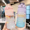 Water Bottles 2 Liters Water Bottles Sports Drinking Bottles Fitness Motivational Water Bottle With Time Marker Portable Reusable Plastic Cups 230320