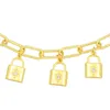 Chains Woman Engraved Lock Necklace Thin CZ Stone Gold Color Pendant Jewelry Gifts Chocker Padlock Collares Para Mujer