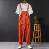 Mäns byxor sommar män smällar fast färg casual jumpsuit streetwear joggers multi fickor mode hängslen last overall 230317