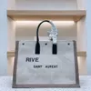 Дизайнерская большая сумка RIVE GAUCHE Льняная и кожаная сумка для покупок Соломенная сумка с надписью Дизайнерская большая сумка Женская сумка через плечо Пляжные сумки