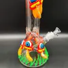 35CM 14 Pouces Handy Bong Bong En Verre Pipe À Eau 3D Monstre De Carotte Champignon Rouge 9MM Épaisseur Schtroumpf Rouge Bongs En Verre Bécher Épais Fumer Bubbler Dab Rig