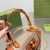 Sac en bambou chaîne sac à main bandoulière sacs de messager en cuir véritable portefeuille à rabat lettre classique imprime sacs à main à bandoulière matériel doré