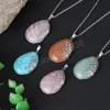 Water Drop Crystal Pendant Necklace for Women Butterfly Wing Natural Stone Amethysts Quartz Healing Necklace Jewelry