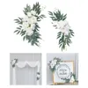 装飾的な花2x結婚式のアーチ人工花の緑の葉をぶら下げて花柄の絹の盗語セレモニーウォールパーティーの家の装飾