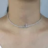 Kedjor Slim Thin 2mm Cz Tennis Chain Arabic Love Letter Charm Fashion Women Sparking Bling Choker Halsband