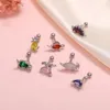 Stud Earrings 1Pc 20g Stainless Steel Cz Crystal Animal Cartilage Small Earring Cute Girl Women Screw Back Bar Tragus Conch Ear Piercing