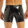 Mutande da uomo erotiche S-5XL in PVC corto per sesso porno cerniera in lattice accanto a boxer in pelle verniciata maschile biancheria intima sexy