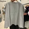 T-shirt da donna Neploe Solid T-shirt oversize Donna Moda coreana O Collo Manica corta Top donna Estate Allentato Casual Cotone Ladies Tees 230320