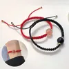 Vävda armband obsidian lyckliga pärlor armband för kvinnor manlig justerbar lycklig repälskare par armband armband smycken gåva