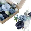 Roses kunstbloemen schuimblauwe nep rozen met stengels voor doe -het -zelf bruiloftsboeketten bloemen arrangementen tafel centerpieces woningdecoraties