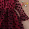 Robes de fille Humor Bear Girl Robe à manches longues Spring Summer Mesh Fil Coeur Imprimé Princesse Robe de soirée Vêtements pour enfants pour 2-6 ans 230320