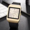 Wristwatches Womage Men Watches Fashion Rectangle Gold Mens Silicone Band Quartz Relogio Masculino Horloge Heren
