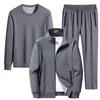 Herrspåriga 3st Set Men Fashion Autumn Sportwear Suit Casual Sweatshirtfleece Warm JacketJogger Pants Sporting Suit Tracksuit Plus Size 230317