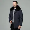 Men's Down 2023 Middle-aged And Old Jacket Dad's Short Thickened Hair Collar Winter Warm Coat For The Elderly