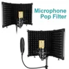 Microphones Profession Podcast Studio Microphone Filter with Tripod Foldable Windscreen Condenser for PC Isolation Shield Mic