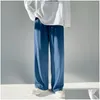 Мужские брюки мужские шел шелк шелк летний широкий швабрь 2022 повседневные розовые голубые черные белые прямые брюки корейские длинные 2y5 доставка одежды c dhjyg