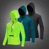 Utomhusjackor hoodies wosawe män cykeljacka huva reflekterande mtb jackor vindtät vindbrytare långärmad tröja utomhus sportrock halv blixtlås 230320